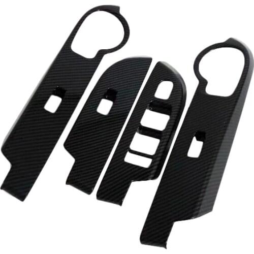 For Toyota Rush 2018 2019 2020 Window Lift Switch Cover Trim Inside Armrest Frame Carbon Fiber Interior Accessories Car Styling