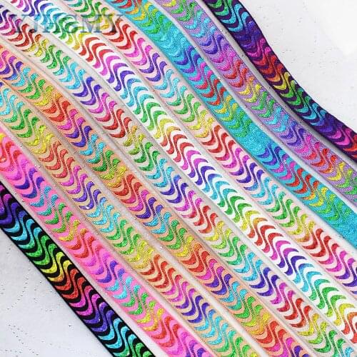 E-20428-793 16mm Gradient wave patternElastic Ribbon Printed, DIY handmade accessories, packaging decorative ribbon