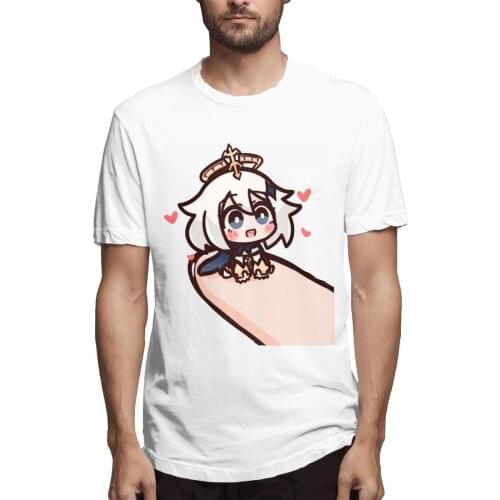 Genshin Impact Game Paimon T Shirt Plus Size O-neck Cotton Custom Short Sleeve Anime Shirt