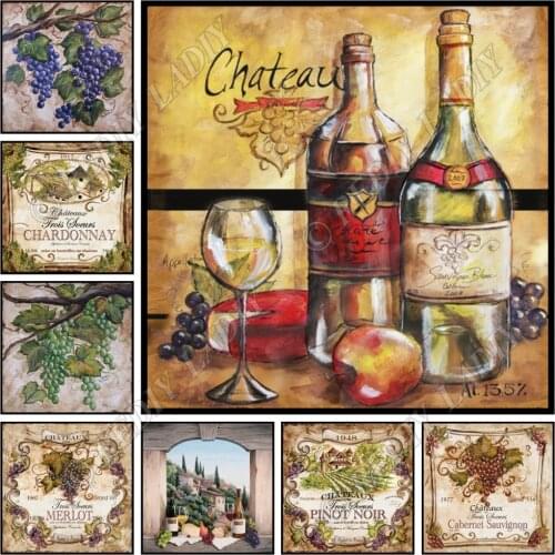 Full Square / Round Diamond Painting Crystal Rhinestones Mosaic Still Life Grapes Diamond Embroidery Beaded Cross Stitch Crafts