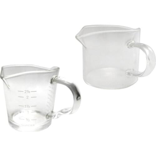 D55F Double Wall Insulated Coffee Mug Espresso Measuring Glass Cup Shot Glasses with 2 Spouts Clear Tea Cup Dishwasher Safe