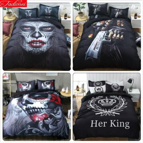 5/6/7 Feet 1.5m 2.0m 2.3m Bed Sheet Creative Zombie Skull 3D Print Bedding Set Full King Queen Double Size Duvet Cover Bedlinens