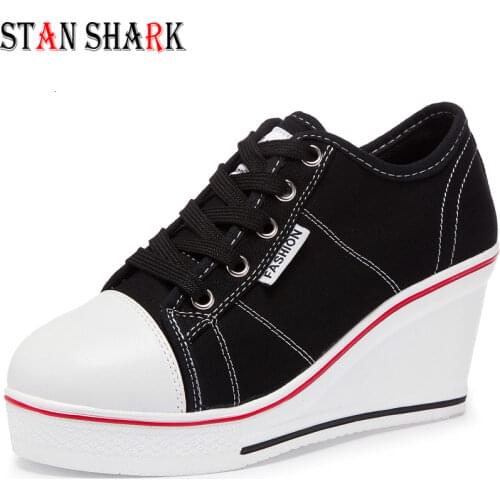 New Wedge Canvas Vulcanize Shoes Platform Breathable Canvas Shoes Woman Wedge Sneakers Casual Students Candy Color Wedge Shoes