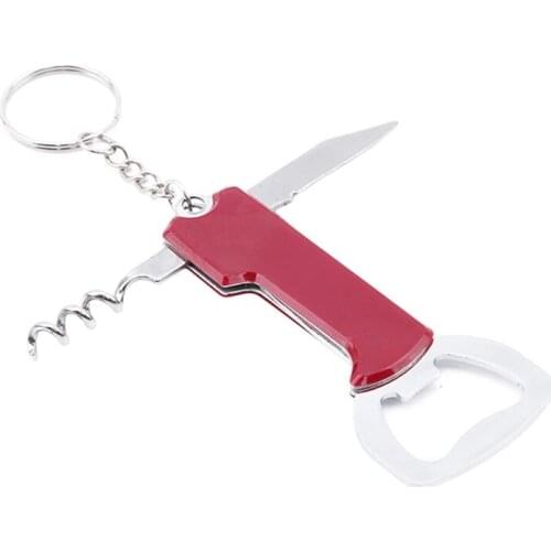 Multifunctionial Creative Wine Bottle Opener Keychain Stainless Steel Handle Opener Portable Wine Beer Opener Kitchen Tools