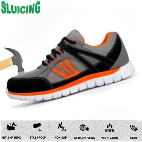 Fashionable style Mens Breathable Work Safety Shoes Men Outdoor Anti-slip Steel High Quality Construction Safety Boots Shoes