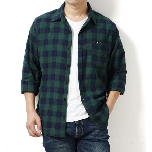 Bust 143cm)Big yards mens clothes man Spring&Autumn outfit The new style cotton lattice loose leisure long-sleeved shirt l-7xl