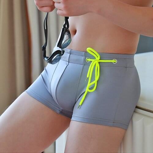 MenS Beach Swimming Trunks Boxer Shorts Straps Swim Trunks With Built-in Cups Fashion Solid Color Comforty Panties Bikini