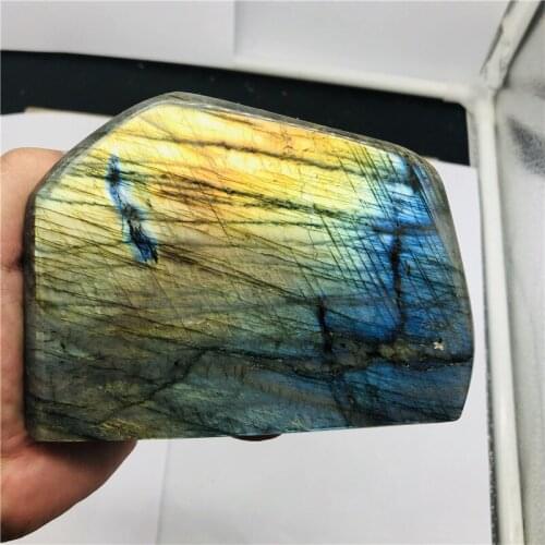 Natural Crystal Moonstone Raw Gemstone Ornament Polished Quartz Labradorite Handicraft Decorating Stone Healing