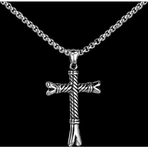 Newest Necklace 316L Stainless Steel Jewelry Punk Style Cross Pendant With Chain