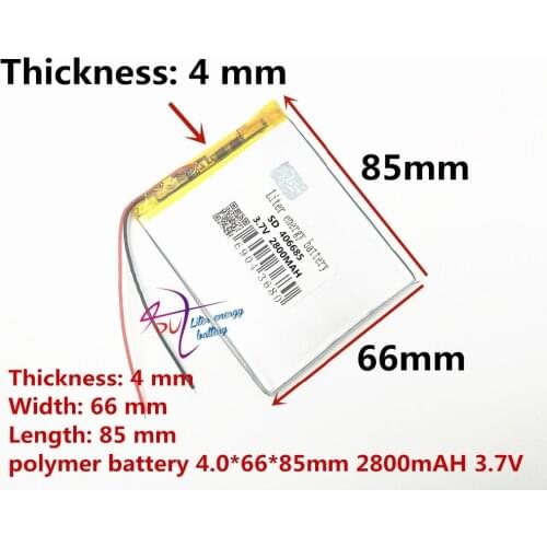 Best battery brand Free shipping A new article 3.7 V lithium polymer battery 2800 mah 406685 ma tablet battery