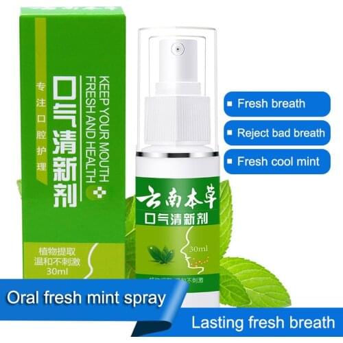 30ml Breath Freshener Spray Oral Odor Treatment Halitosis Remove Smoke Treatment Spray Mint Refresher Small Portable RP