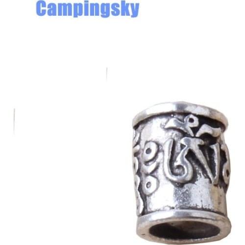 CAMPINGSKY Sanskrit Six words Metal Skull beads Pendant Accessories for Paracord Bracelet