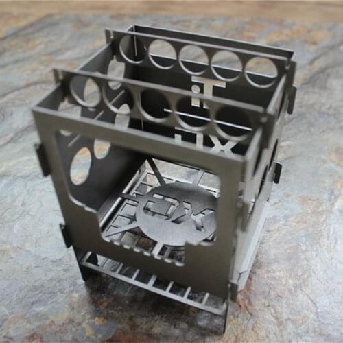 1PC Portable Mini Foldable Titanium Alloy Stoves Card Splice Quick Installation Disassembly Outdoor Camping Stove Grill Furnace