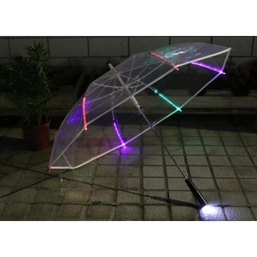 LED Flashlight Clear Umbrella Glowing Light Up transparent Stage Performance Dance umbrellas Advertising Umbrella Gift Umbrella