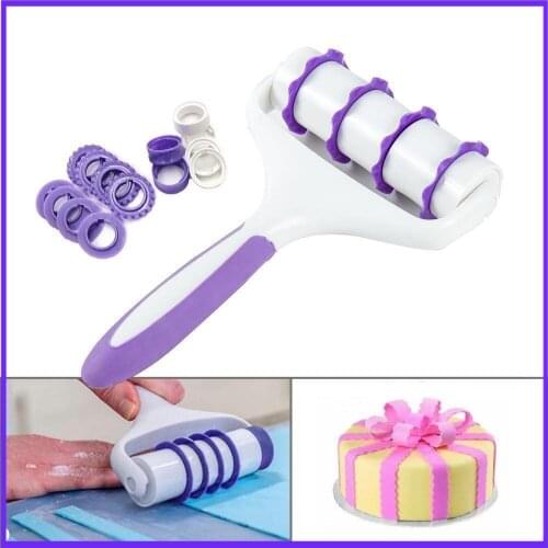 Fondant Strip Ribbon Cutter Sugarcraft Tool christmas Rolling Pin Embosser Roller Set Cake Decorating Tools