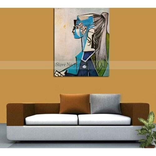 Handmade high quality Oil Painting Reproduction on Linen Canvas portrait of sylvette david in green portrait Picture For Home