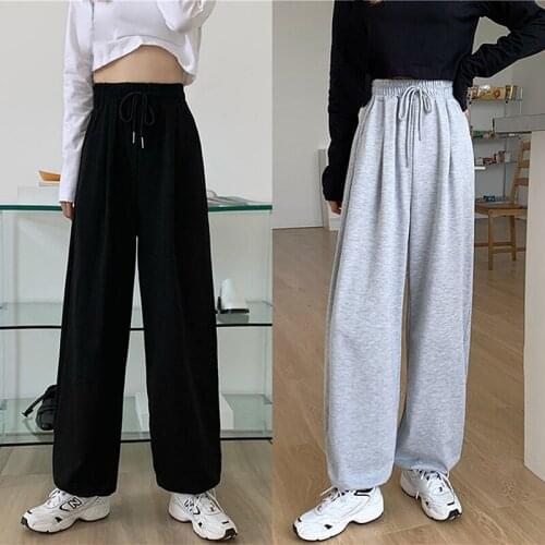Gray Sweatpants for Women 2021 Autumn New Baggy Fashion Oversize Sports Pants Balck Trousers Female Joggers Streetwear