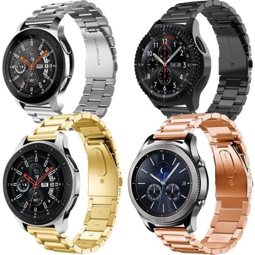 Compatible 22mm Black Stainless steel band metal Strap Samsung Watch3-45mm Gear S3 Galaxy 46MM Huawei GT Ticwatch silver strap