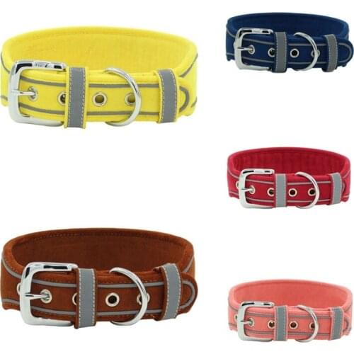 Medium And Large Dog Collars Comfortable Wear-resistant Reflective Dog Leather Collar Pet Neck Strap for Dogs Ring