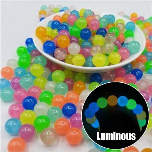 6/8/10/12mm Luminous Beads for Jewelry Making Glow In The Dark Acrylic Spacer Beads Bracelet Beaded Necklace DIY Hole 1.8-2mm