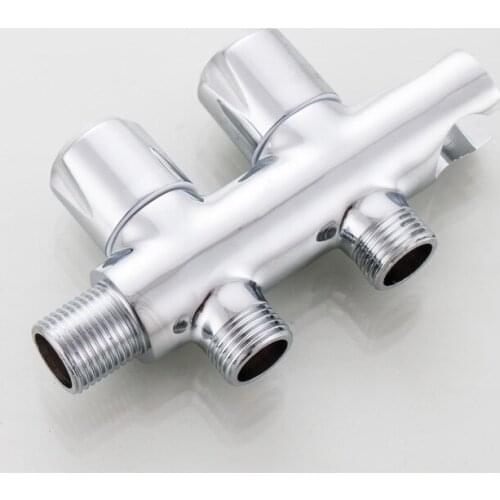 High quality Brass Kitchen Bathroom Accessories Double Outlet Angle Valve for Shower Head Bath Bibcock