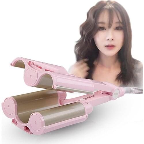 Women Fashion Ceramic Fluffy Hair Curler Wave Curly Stick Splint Hairstyle Tool Hair Waver Styling Tools Easy Hair Styler Wand