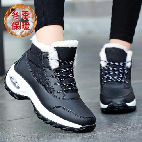 Big Size High Top Warm Winter Womens Shoes 2020 Women Sport Shoes Sports Sneakers Womens Running Shoes Black Fur Work A-1201