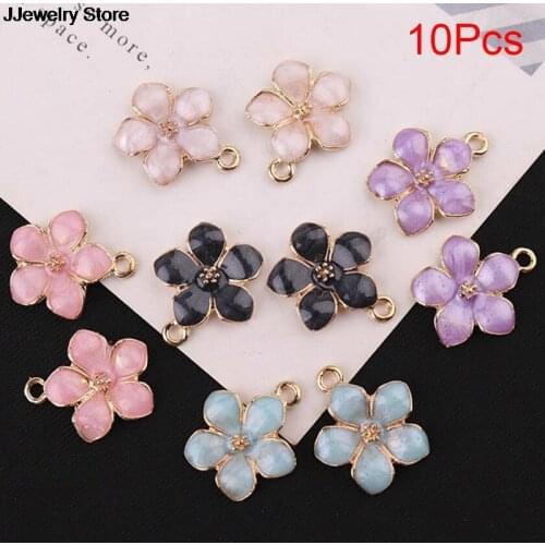 10PCS Hibiscus Mutabilis Beautiful Flower Pendant Alloy Enamel Charm DIY Accessories Of Necklace Bracelet Headdress 5 COLORS