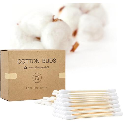 200PCS/100PCS Cotton Swab Bamboo Sticks Micro Brush Disposable Double Head Cotton Buds Swab for Beauty Makeup Nose Ears Cleaning