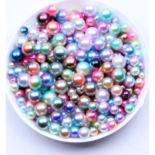 3mm 10000pcs RainBow Color No Hole Round Pearls Imitation Pearls Craft Wedding Dresses DIY Jewelry Nail Art Decorations