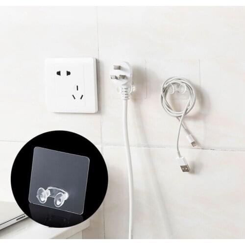 4Pcs Home Office Wall Adhesive Plastic Power Plug Socket Holder Hanger Hook
