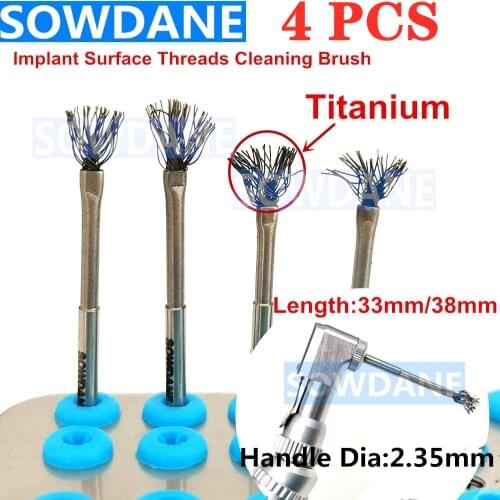 4 pieces Dental Debridement Peri-Implantitis Implant Surface Threads Cleaning Brush High Quality Titanium brushAutoclavable