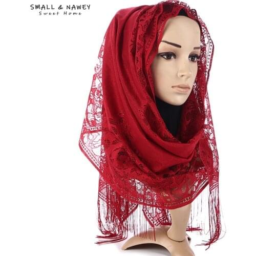 60*170CM Hijab Lady Arab Fashion Lace Scarf Wholesale