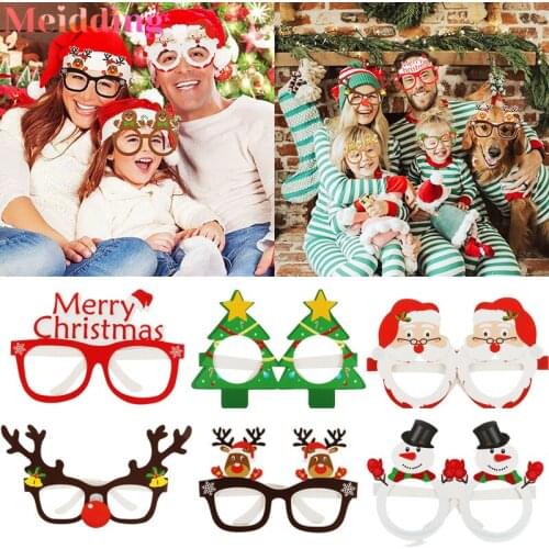 9pcs Christmas Decorations Glasses Santa Claus Xmas Tree Elk Glasses Frame Xmas Party Photo Props Kids New Year Christmas Gifts