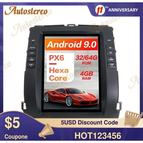 For Toyota Land Cruiser Prado 120 2002-2009 Tesla Screen Android 9.0 PX6 4G Car GPS Navigation Stereo Headunit Multimedia Player