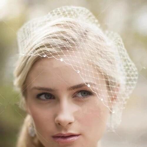 White Headband Veils Bridal Crystal Beaded Birdcage Face Net Mask Black Hair Accessorie Veil Charming Wedding Fascinator Veils