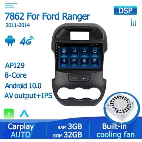 Carplay 6G 128G 8Core Android 10.0 Car Radio Multimedia Video Player For Ford Ranger 2011 2012 2013 2014 Auto Stereo GPS No DVD