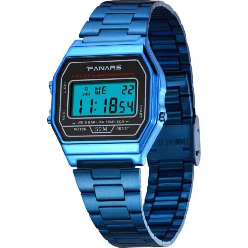 RGTOPONE Mens Watches Fashion Digital Watches Bracelet Wristwatch Date Clocks Waterproof Stainless Steel Strap Women Watch