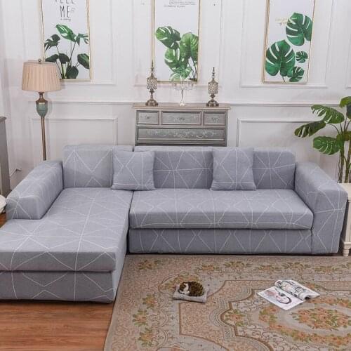 Plaid Couch Cover Geometric Corner Sofa Cover Bench Elastic Sofa Towel L-Shaped Sofa Need To Buy 2 Sets Sectional Slipcover