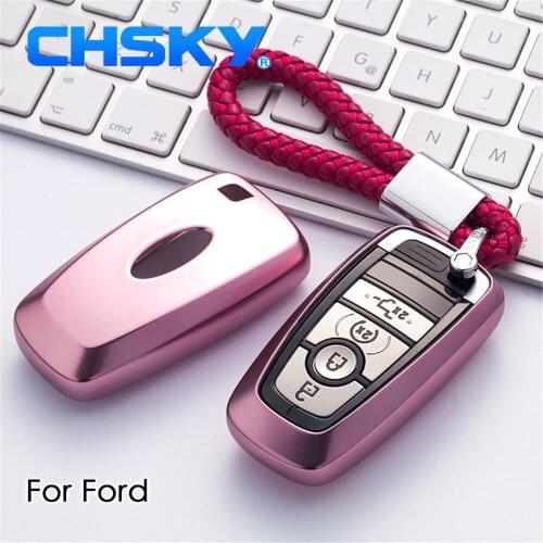 CHSKY Car Styling TPU Car Key Case Shell Weave Key Chain For Ford 2018 EcoSport For Lincoln Car key Cover Case Car Accessories