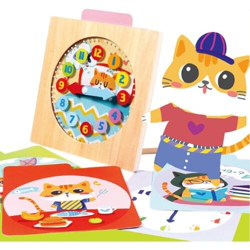 Wooden Toy Colorful Numbers Clock Toy Digital Geometry Cognitive Matching Clock Toy Baby Kids Early Educational Toy Puzzles