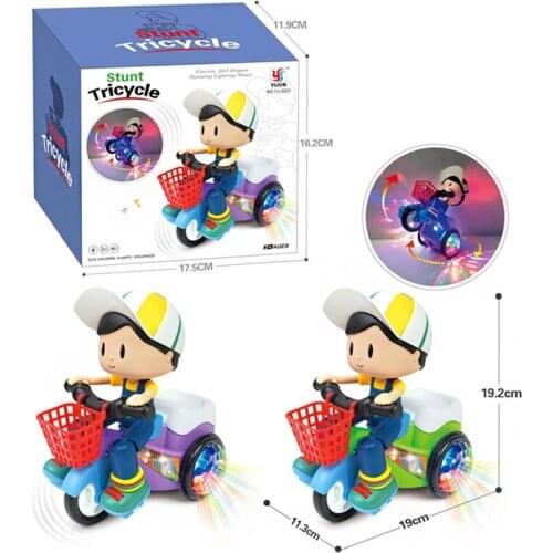 Child electric toy car Cartoon character stunt Tricycle Cool dance and music 360 degree Spin vehicle Tricycle Simulation gift