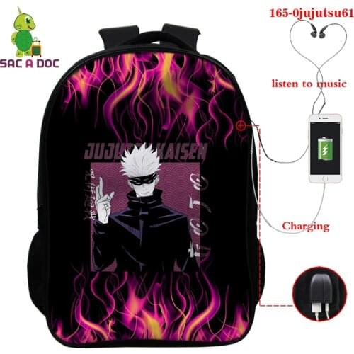16 Inch Double Layer Bags Jujutsu Kaisen School Bags Japan Anime Mochila Para Hombre 3D Print Yuji Itadori Backpack Men Bookbag
