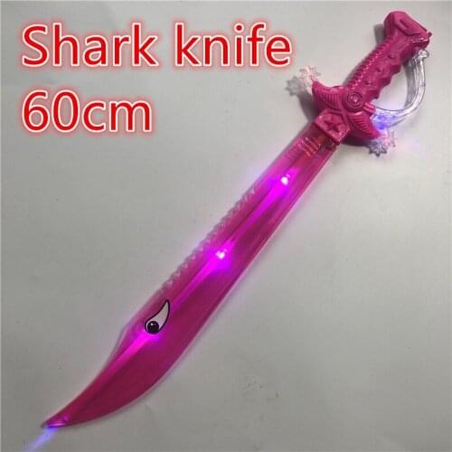 Eletronic Lightsaber Induction Shark sword Flashing pink Cutlass Simulation Plastic Light Toys Sword Children cosplay Props 56cm