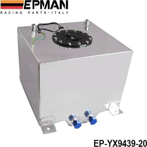 EPMAN 20L Aluminium Oil Can Fuel Surge Tank Oil Catch Can Tank With Sensor Fuel Cell With Cap /Foam Inside EP-YX9439-20