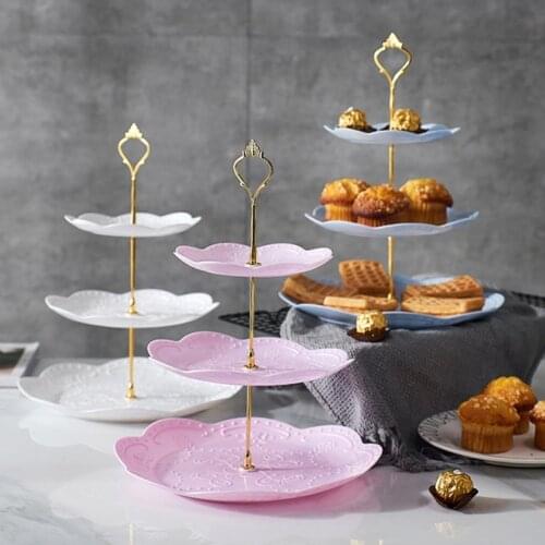 European Tray Holiday Party Three-layer Fruit Plate Dessert Candy Dish Cake Stand Self-help Display Home Table Decoration Trays