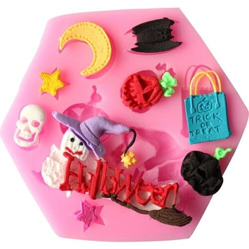 Halloween Pumpkin Witch Broom Silicone Fondant Cake Molds Chocolate Mould Cake Mould Kitchen Baking D467
