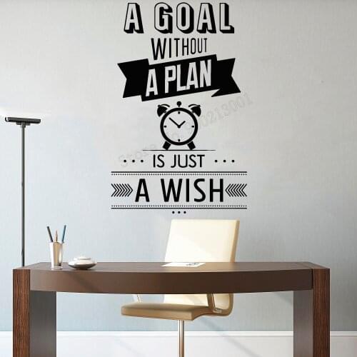 Art Wall Sticker Motivation Wall Decoration A Goal Without A Play Vinyl Art Decor Removeable Poster Modern Mural LY104