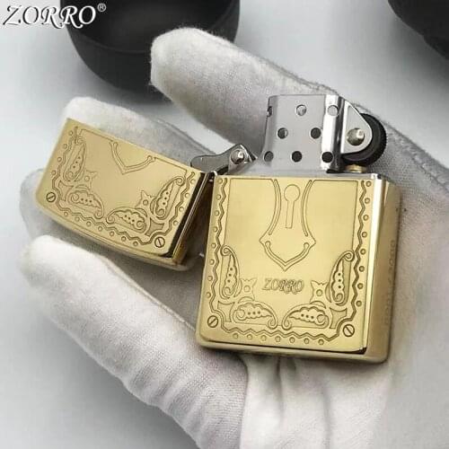 Pure Copper ZORRO Kerosene Lighter Wealth Gate Pattern Gasoline Oil Lighter Smoking Tool Business Gift