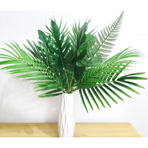Artificial Tropical Palm Areca Leaves Green Simulation Turtle Leaf for Hawaiian Party Jungle Beach Theme Party Decorations